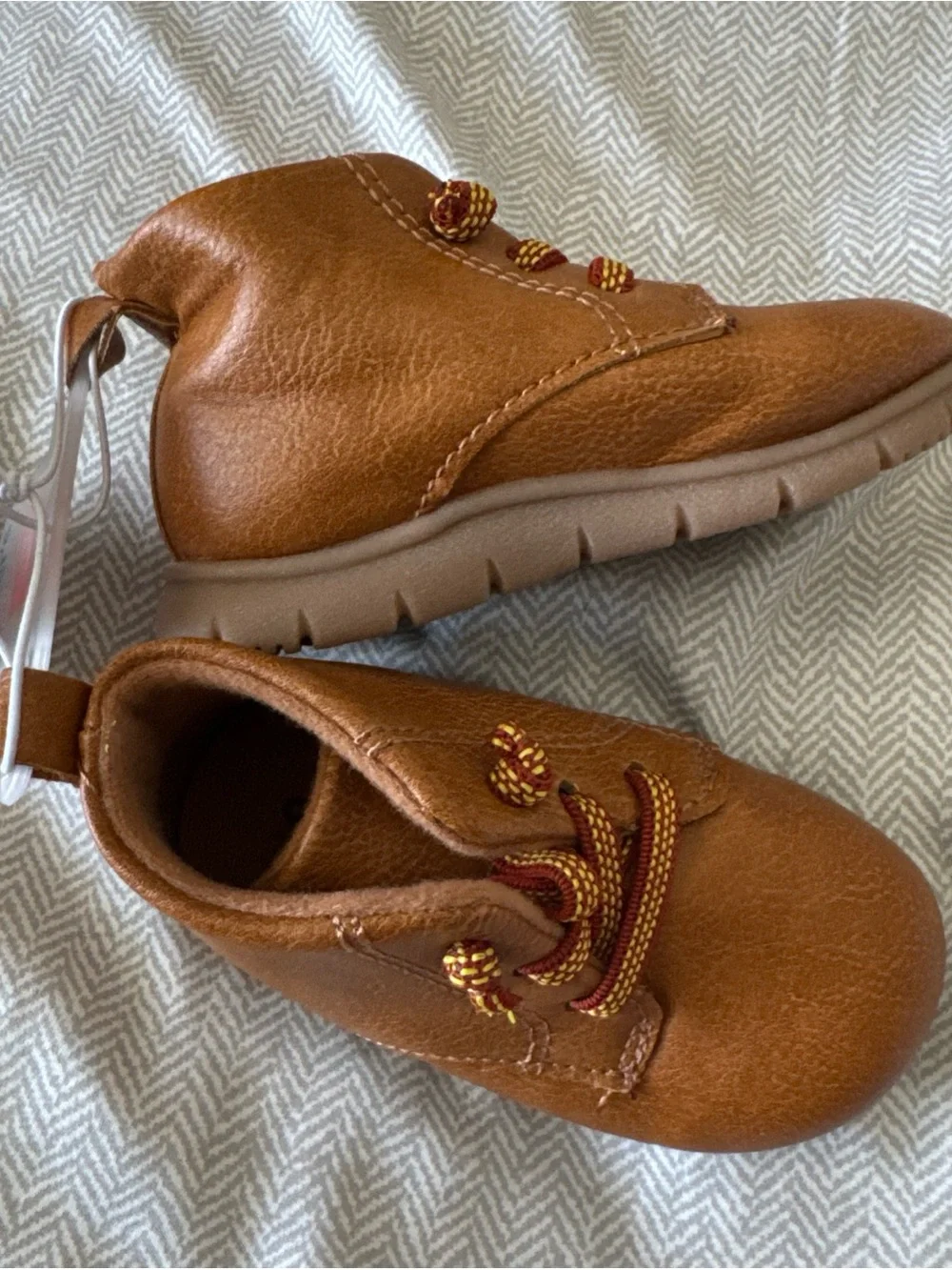 NEW Carter's Toddler Boys Kyrie Boots Brown SZ 4 Soft Soles For Learning To Walk